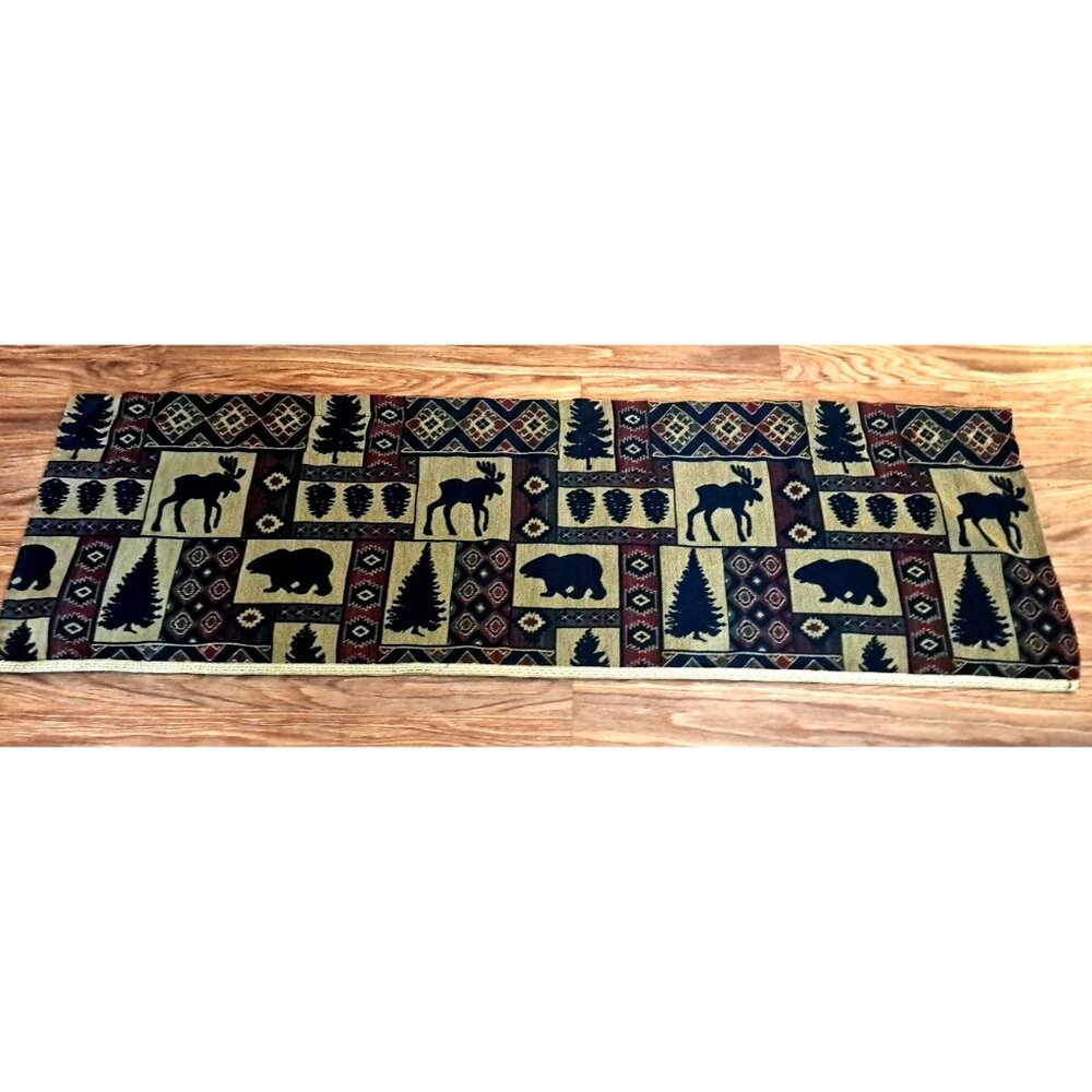 Knit Curtain Valance Moose Bear North Woods Lodge Cabin Outdoor Country 52x16
